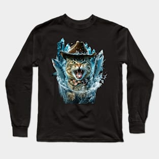 Cat Riding Shark Marine Thrill Long Sleeve T-Shirt